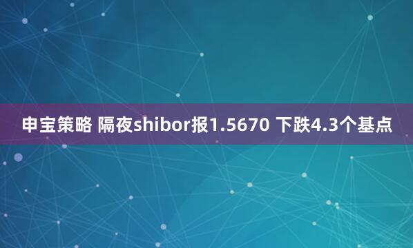 申宝策略 隔夜shibor报1.5670 下跌4.3个基点