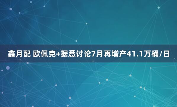 鑫月配 欧佩克+据悉讨论7月再增产41.1万桶/日