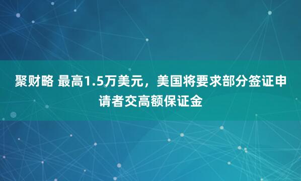 聚财略 最高1.5万美元，美国将要求部分签证申请者交高额保证金