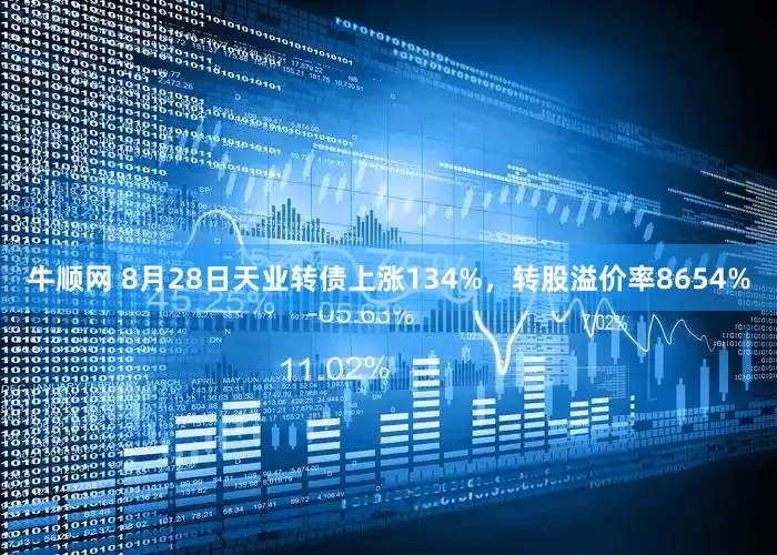 牛顺网 8月28日天业转债上涨134%，转股溢价率8654%