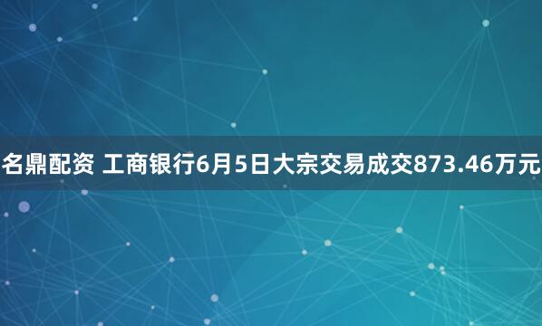 名鼎配资 工商银行6月5日大宗交易成交873.46万元